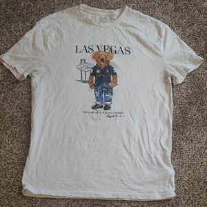 Polo Ralph Lauren Classic Fit Tee White Polo Bear Las Vegas T-Shirt Men's Size S